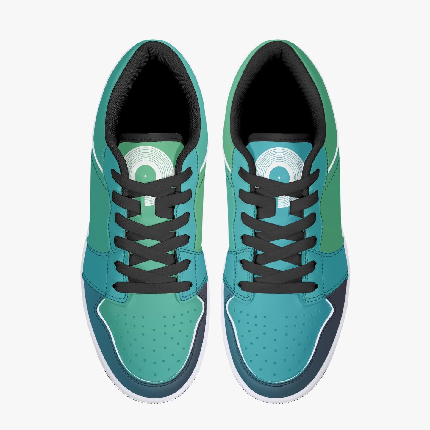 Polaris "Crate Diggers" Low Top Leather Sneakers- Teal/Navy