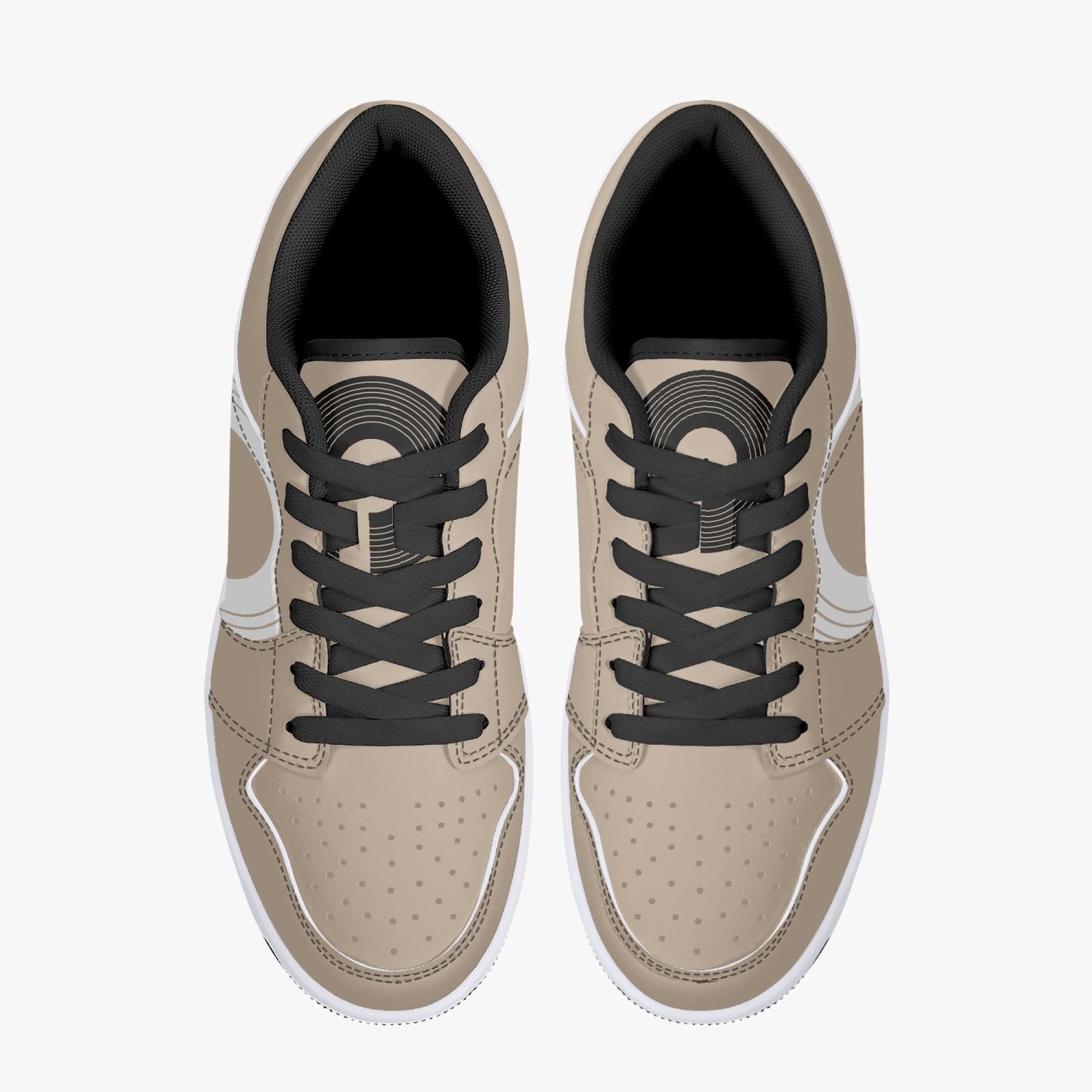 Polaris "Crate Diggers" Low Top Leather Sneakers- Tan/White
