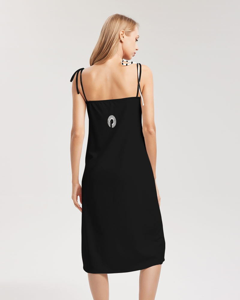 Polaris "Black/White" Tie Strap Split Dress