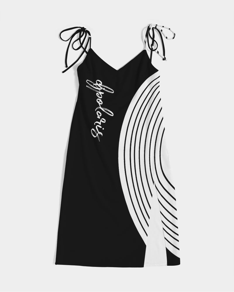 Polaris "Black/White" Tie Strap Split Dress