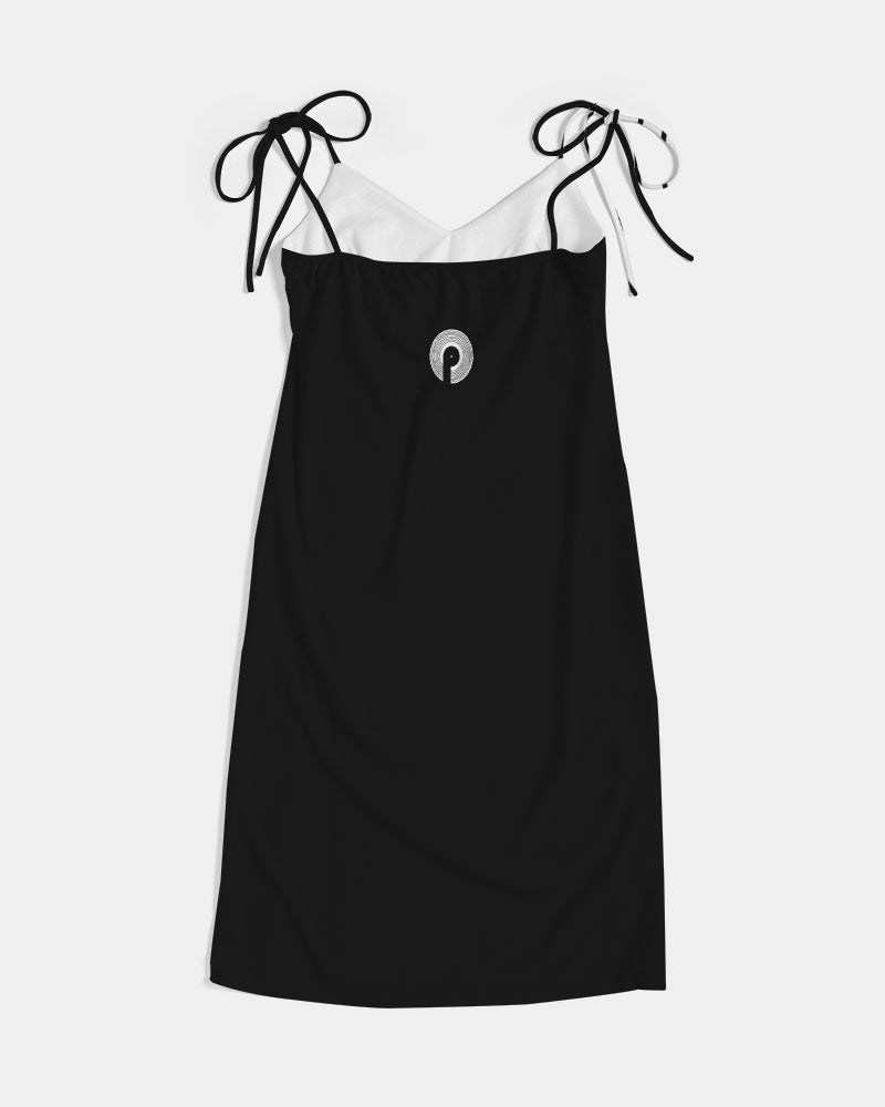 Polaris "Black/White" Tie Strap Split Dress