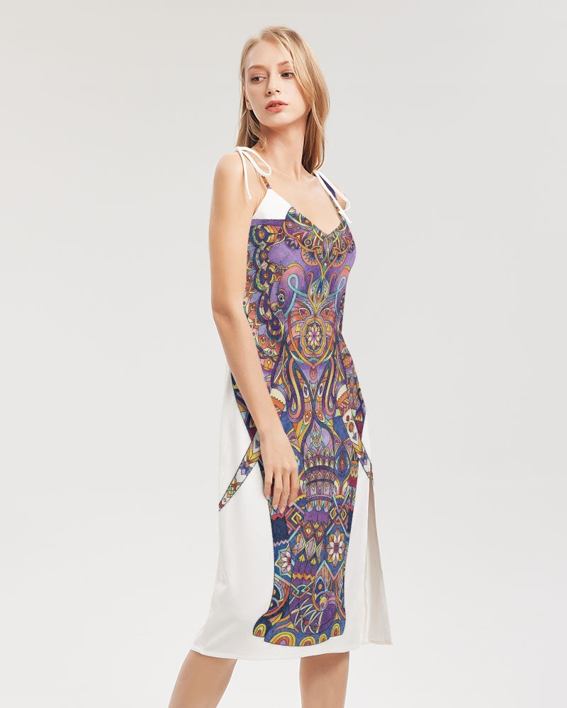 Polaris "Mosiac Elephant" Tie Strap Split Dress