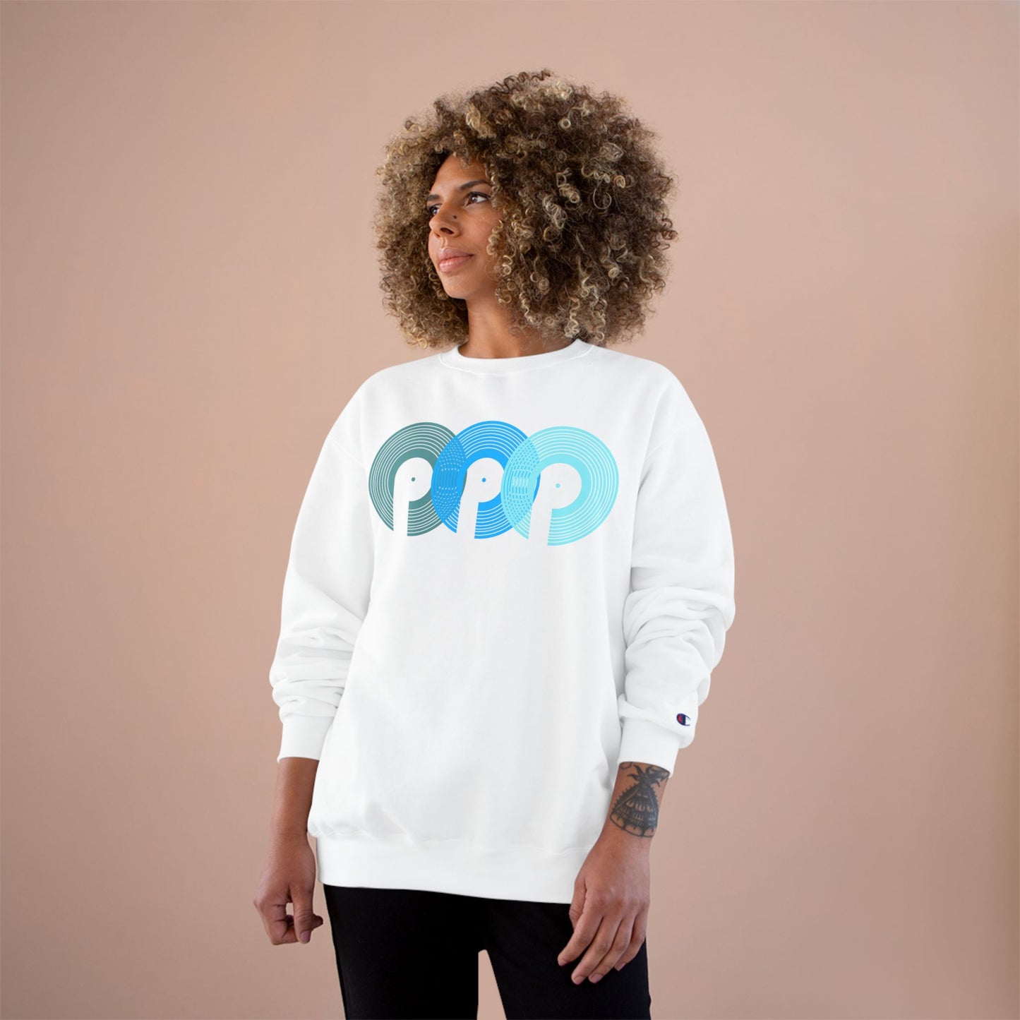 DJ Polaris " 3 P's" Champion Sweatshirt- Aqua Blue