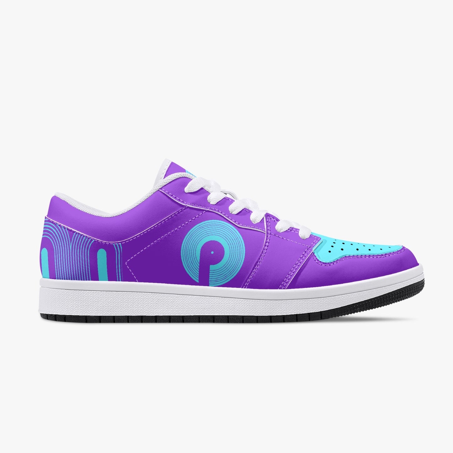 Polaris "Crate Diggers" Low Top Leather Sneakers- Grape/Turquoise