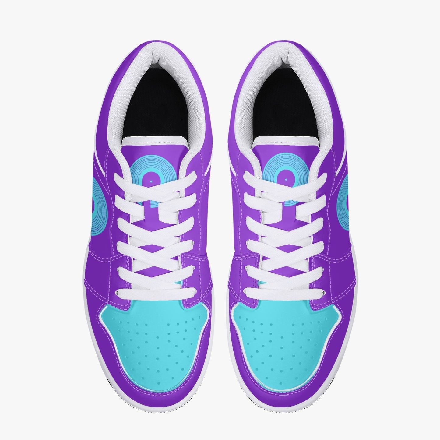 Polaris "Crate Diggers" Low Top Leather Sneakers- Grape/Turquoise