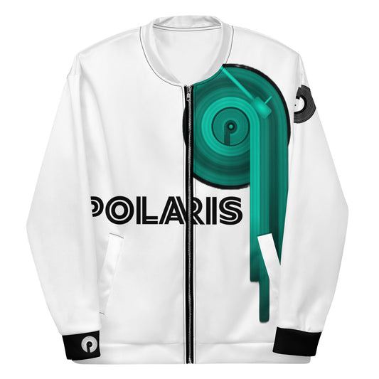 Polaris "Transform" Unisex Bomber Jacket- White/Turquoise/Black