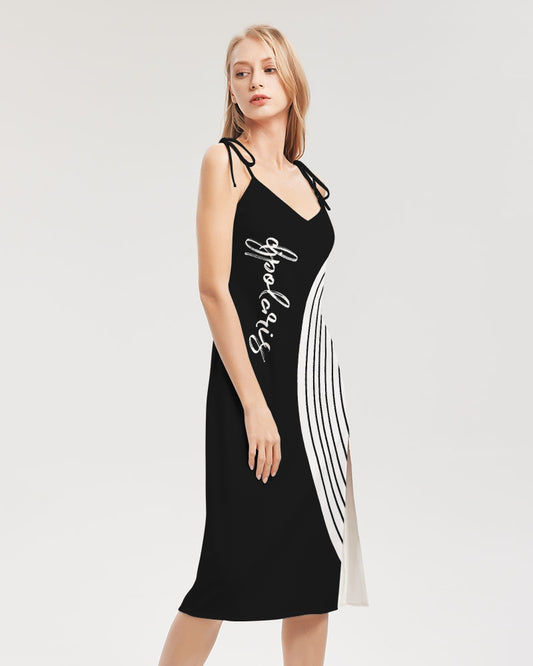 Polaris "Black/White" Tie Strap Split Dress