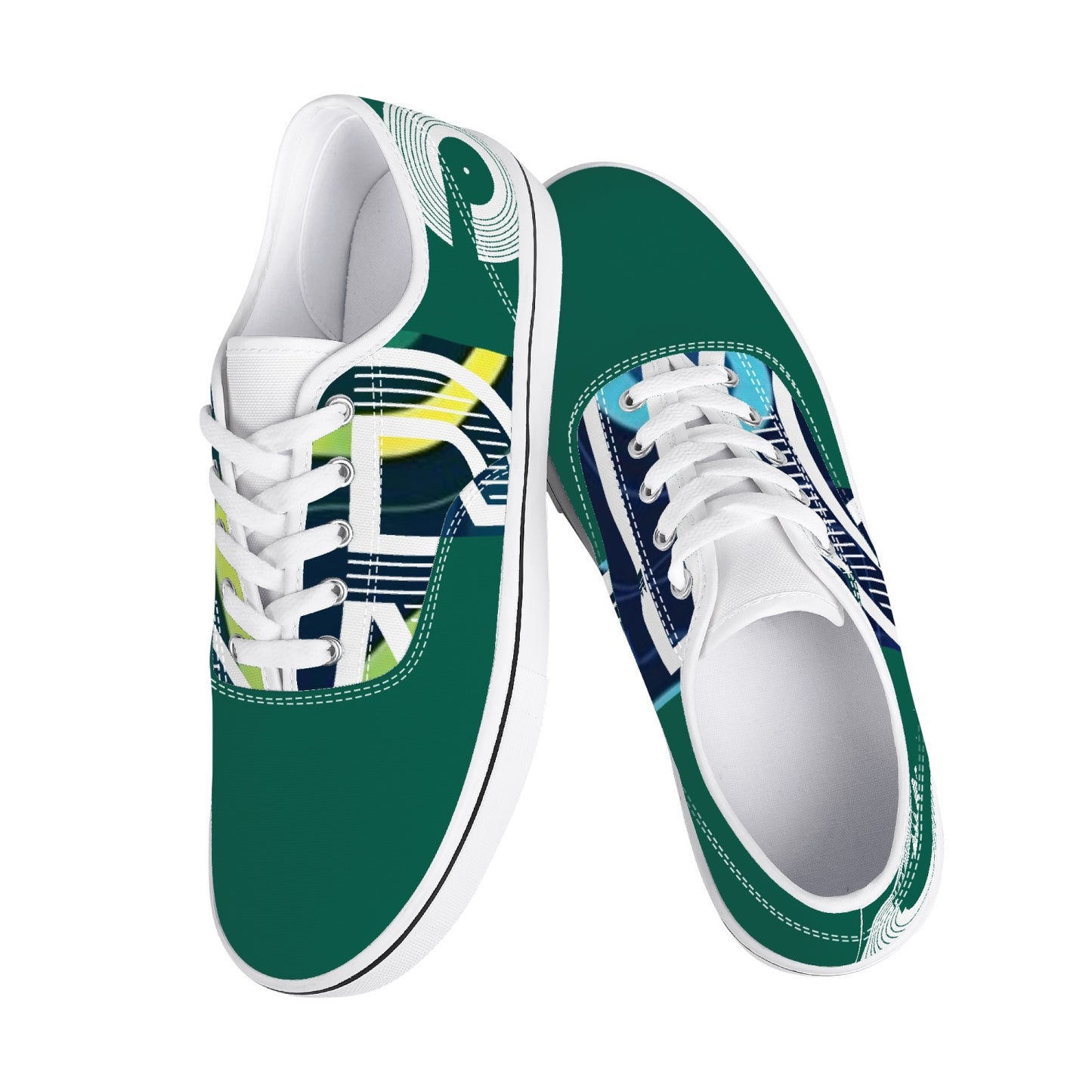 Polaris "Ollie" Skate Sneakers- Crushed Green/Blue/White