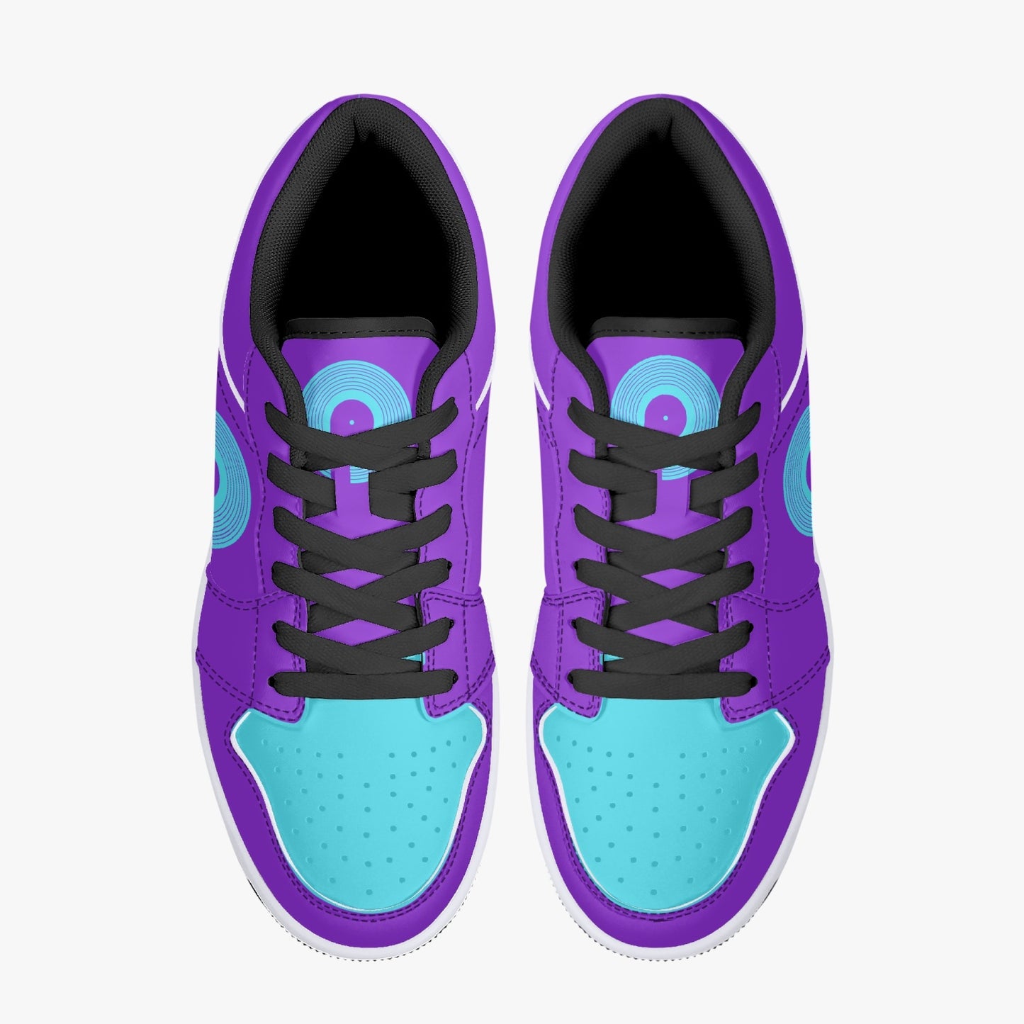 Polaris "Crate Diggers" Low Top Leather Sneakers- Grape/Turquoise