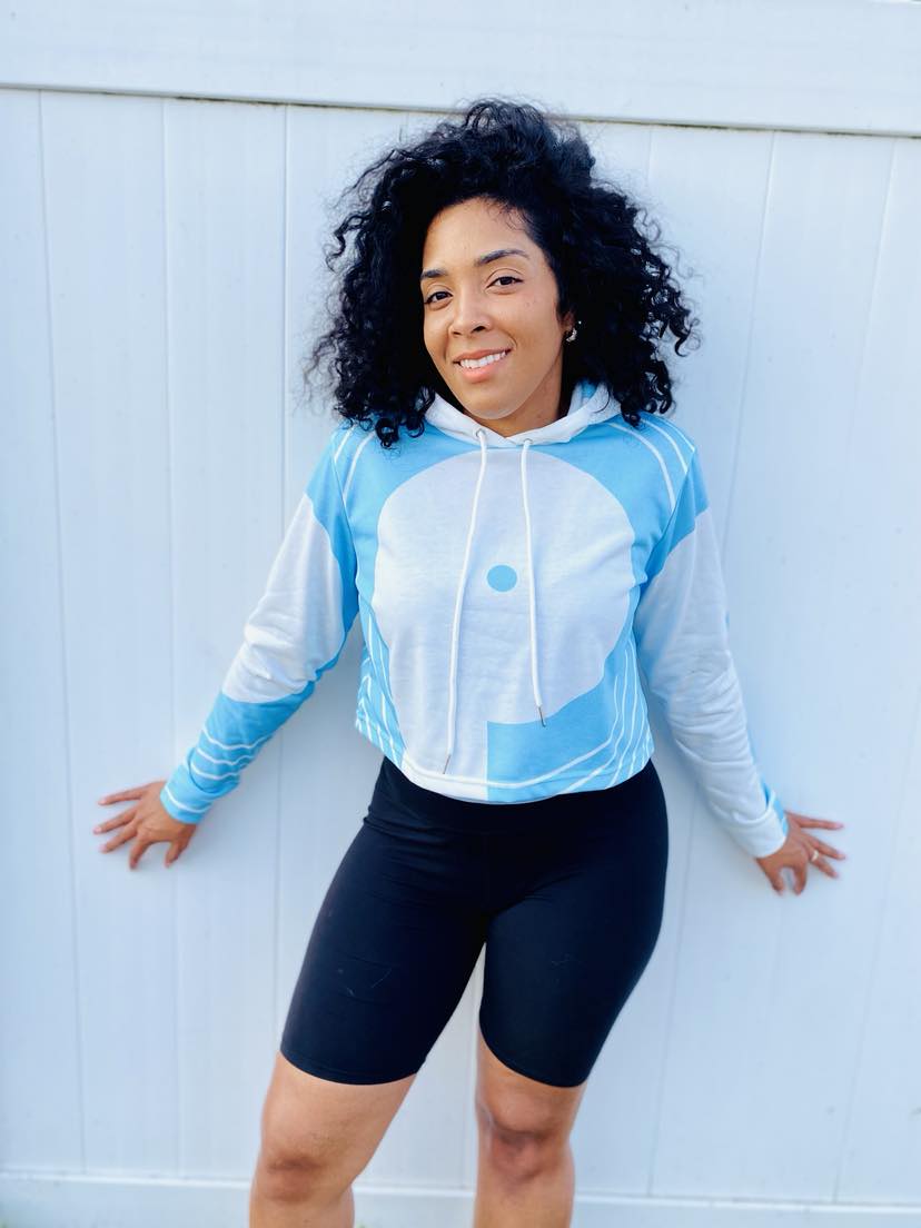 Women's Cropped Hoodie-Light Blue