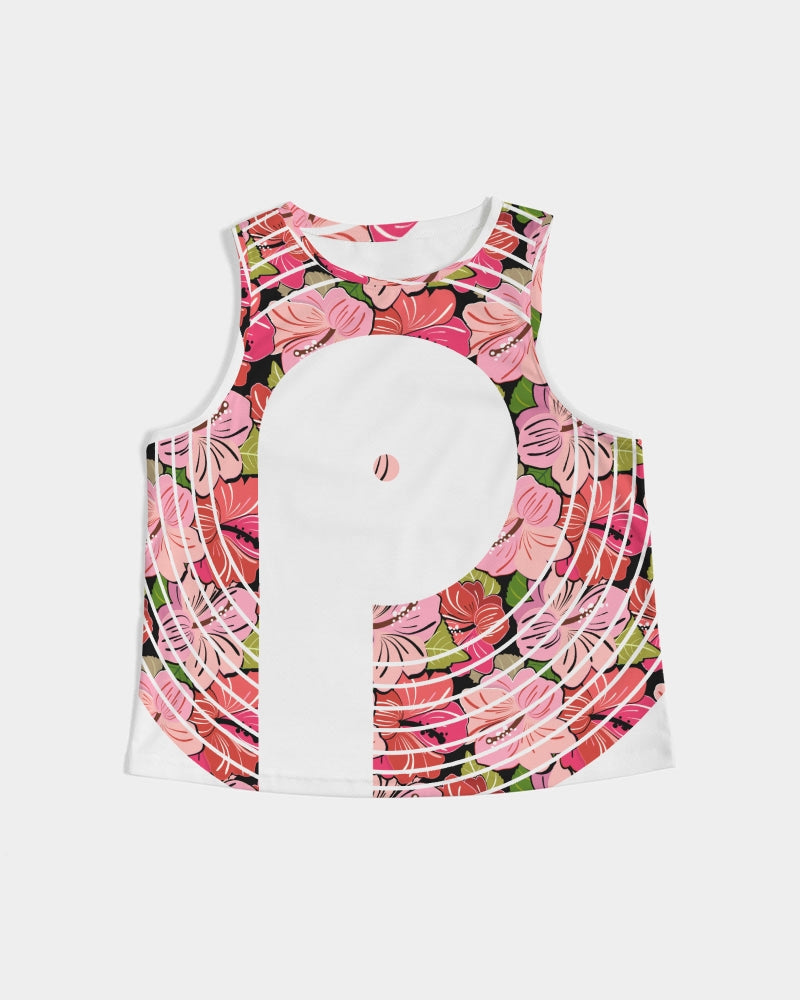 Women's Cropped Tank- Pink Flowers