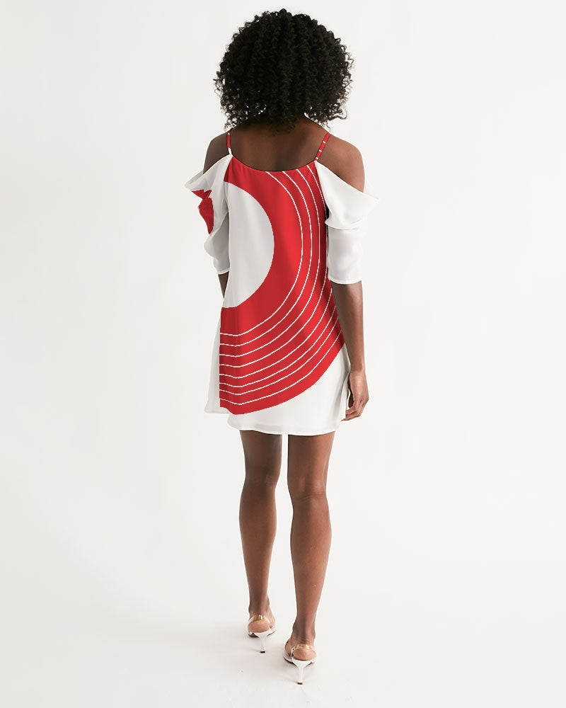 Polaris Women's Open Shoulder A-Line Dress - Red