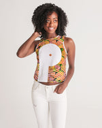 Load image into Gallery viewer, Women&#39;s Cropped Tank- Orange Flowers
