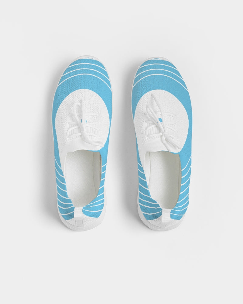 Women's Lace Up Flyknit Shoe- Light Blue