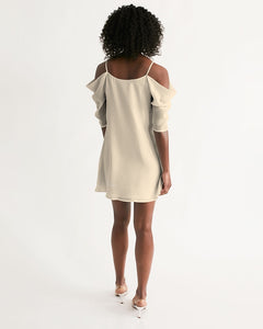 Polaris Women's Open Shoulder A-Line Dress- Blanched Almond