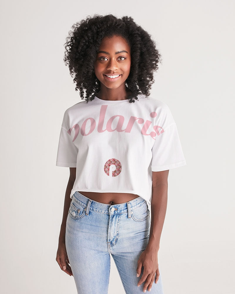 Polaris Women's Lounge Cropped Tee-Pink Flowers