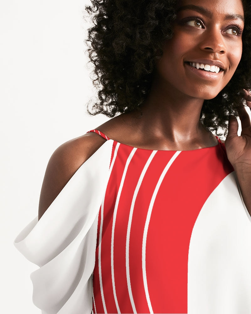 Polaris Women's Open Shoulder A-Line Dress - Red