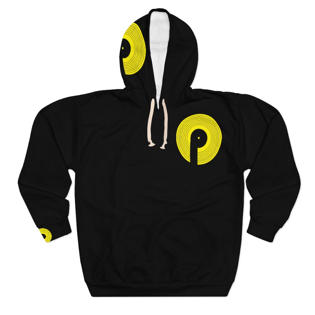 Polaris Street AOP Unisex Pullover Hoodie- Black/Yellow