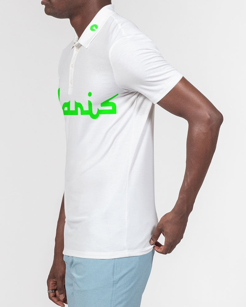 Arabic Men's Slim Fit Short Sleeve Polo- Shock Green