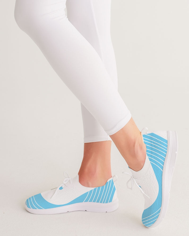 Women's Lace Up Flyknit Shoe- Light Blue