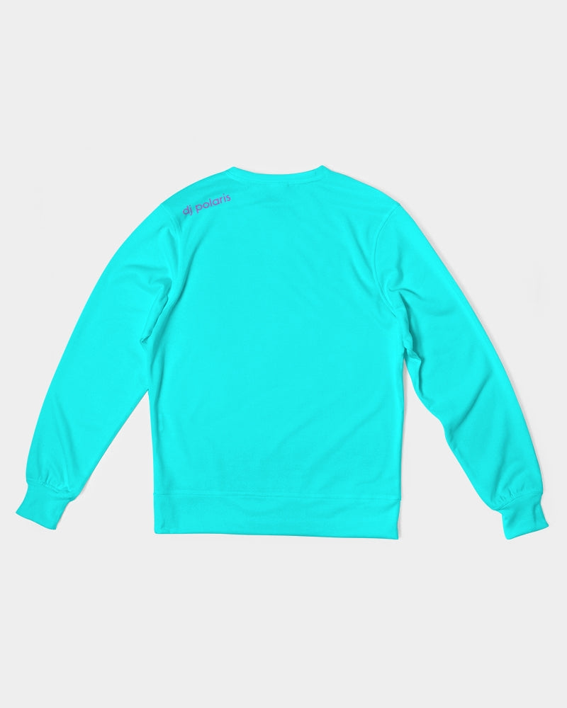Unisex Classic French Terry Crewneck Pullover-Light Blue Flowers