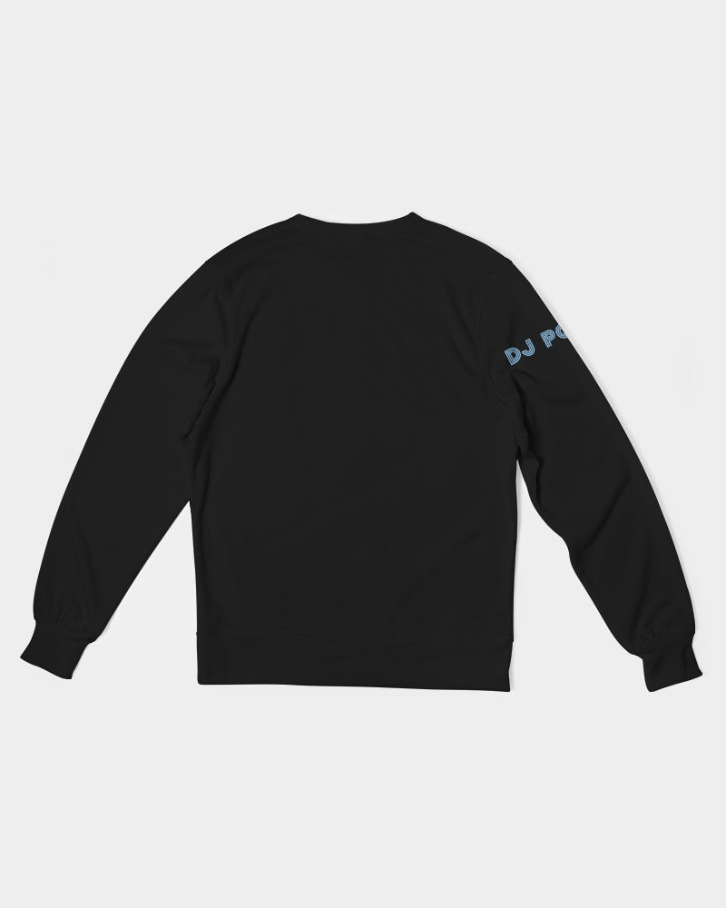 Men's Classic French Terry Crewneck Pullover-Black/Blue Gradient