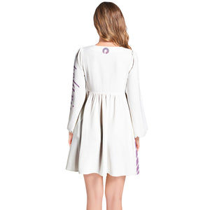 Polaris Lantern Sleeve Deep V-Neck Short Dress