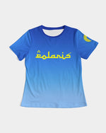 Load image into Gallery viewer, Polaris Lux Arabic Women&#39;s Tee- Blue Gradient/Yellow
