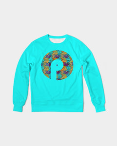 Unisex Classic French Terry Crewneck Pullover-Light Blue Flowers