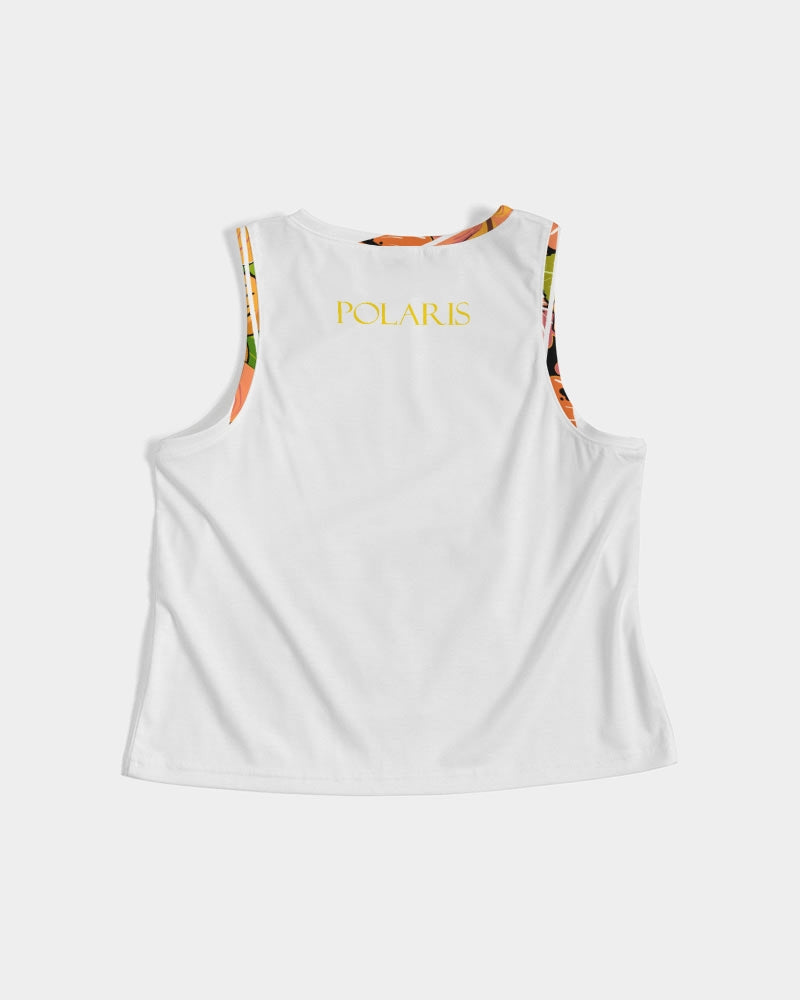 Women's Cropped Tank- Orange Flowers
