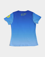 Load image into Gallery viewer, Polaris Lux Arabic Women&#39;s Tee- Blue Gradient/Yellow

