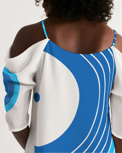 Polaris Women's Open Shoulder A-Line Dress - Double Blue