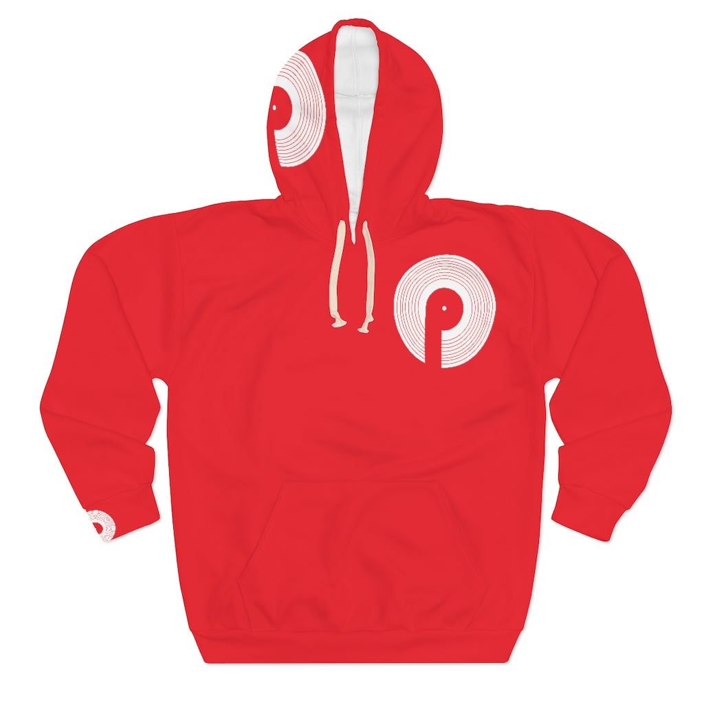 Polaris Street AOP Unisex Pullover Hoodie- Red/White