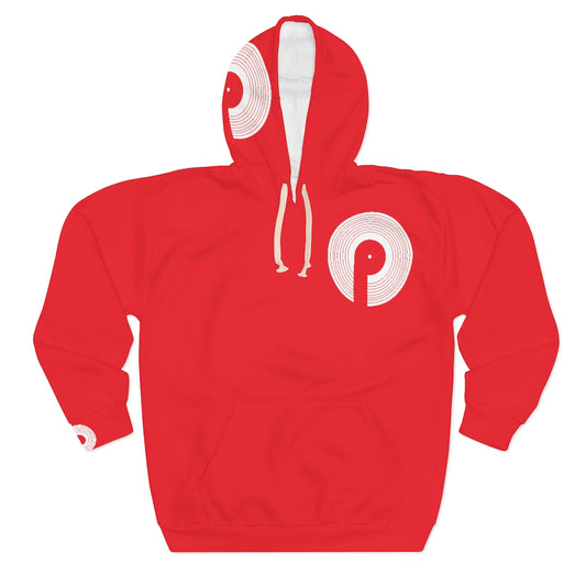 Polaris Street AOP Unisex Pullover Hoodie- Red/White