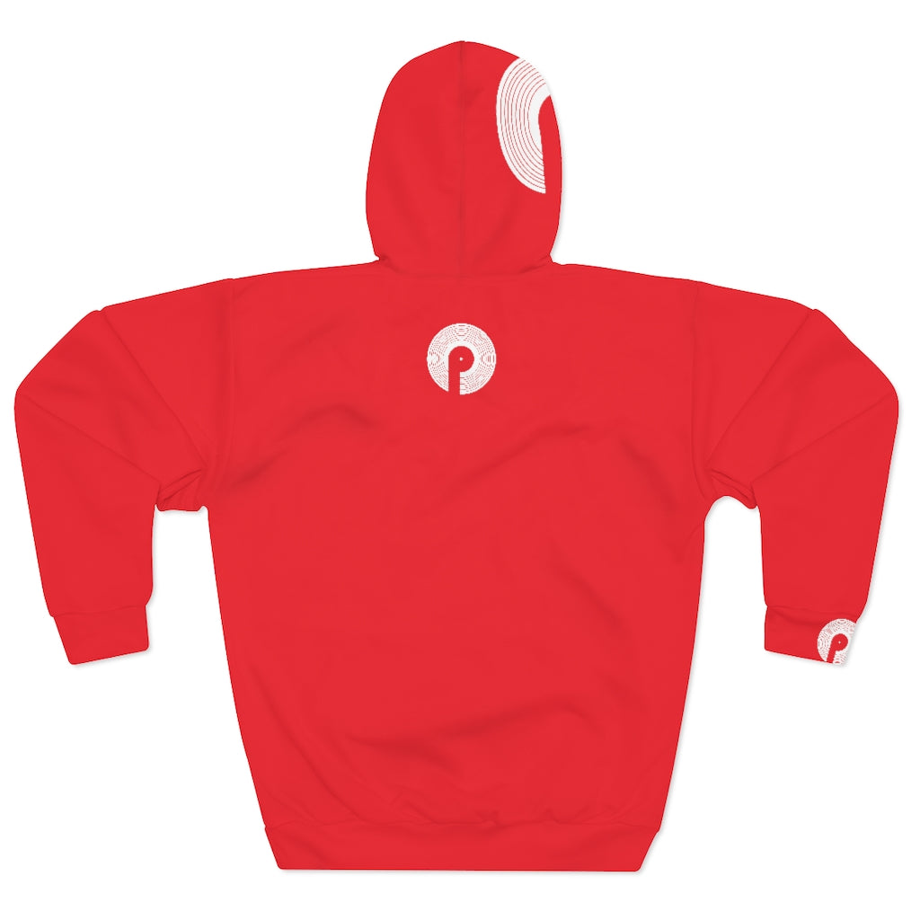 Polaris Street AOP Unisex Pullover Hoodie- Red/White