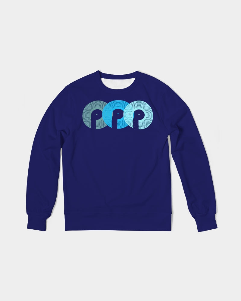 3P'S Men's Classic French Terry Crewneck Pullover-Dark Blue