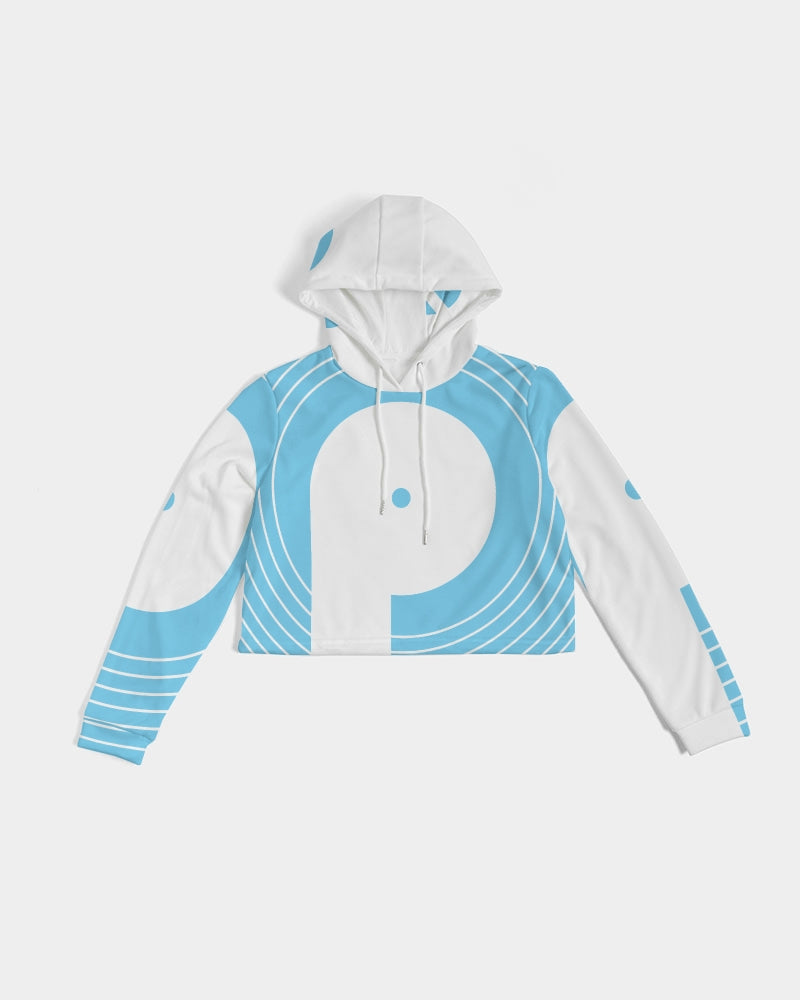 Women's Cropped Hoodie-Light Blue