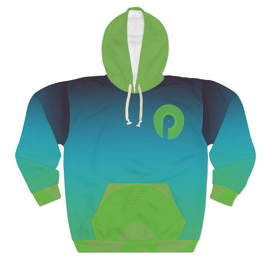 Polaris AOP Unisex Pullover Hoodie- Green Dreams