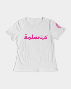 Polaris Lux Arabic Women's Tee- White/Deep Pink