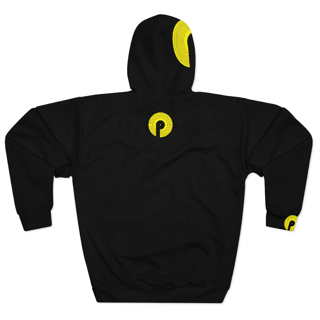 Polaris Street AOP Unisex Pullover Hoodie- Black/Yellow