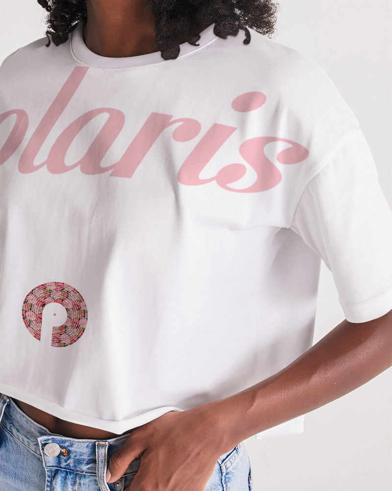 Polaris Women's Lounge Cropped Tee-Pink Flowers