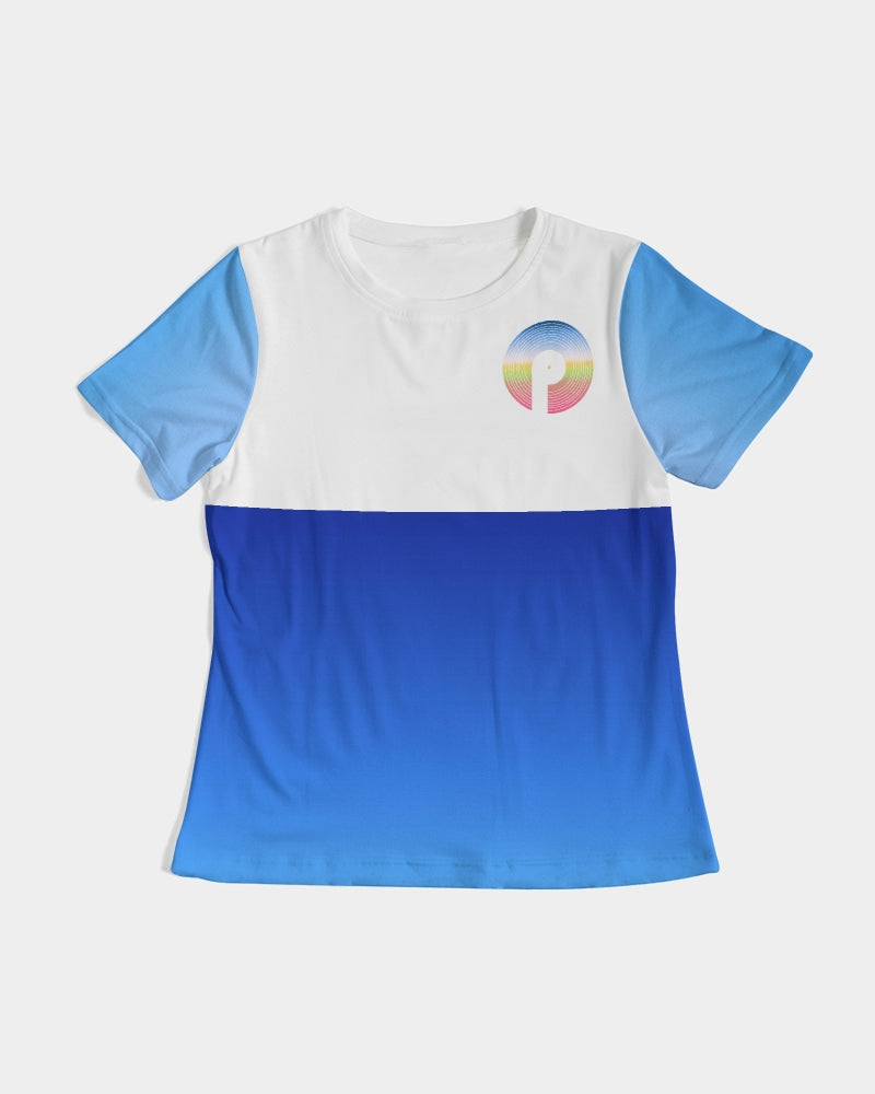 Polaris Colorblock Lux Women's Tee- Blue Gradient/Rainbow