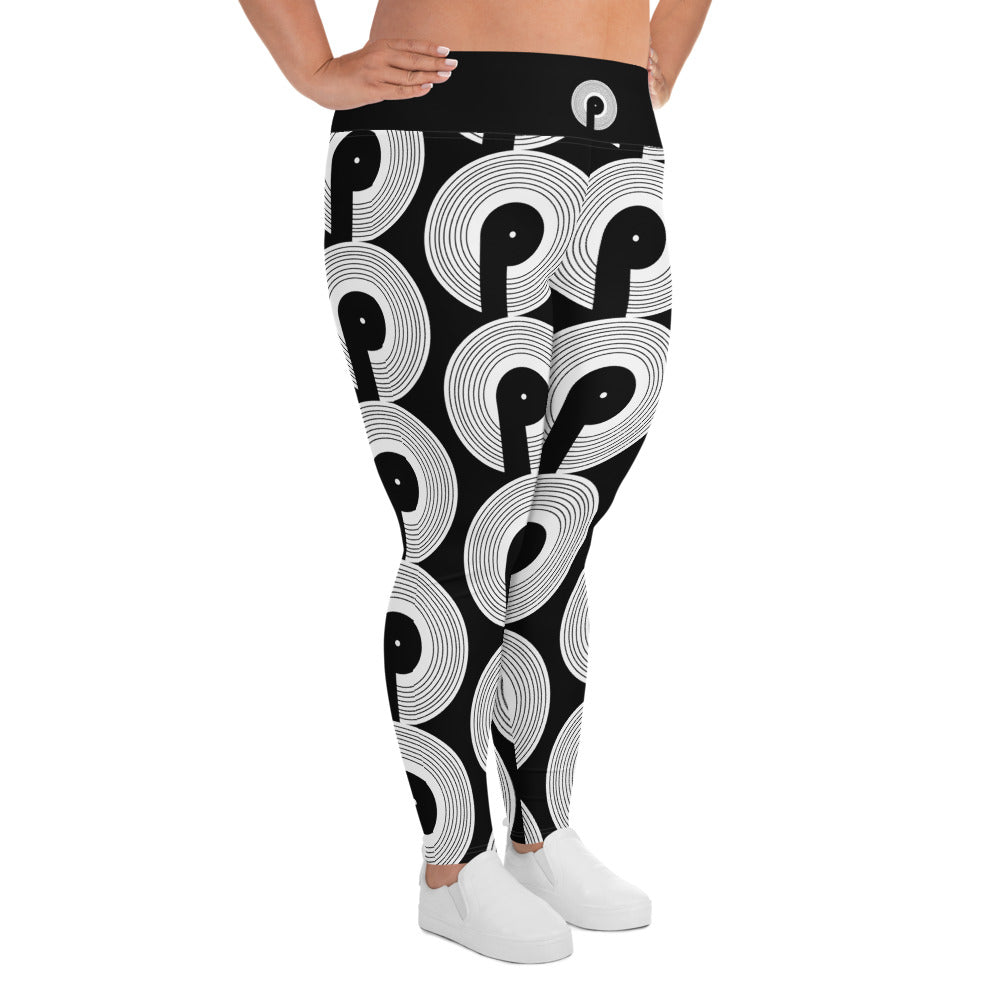 Polaris All-Over Print Plus Size Leggings - Black/White