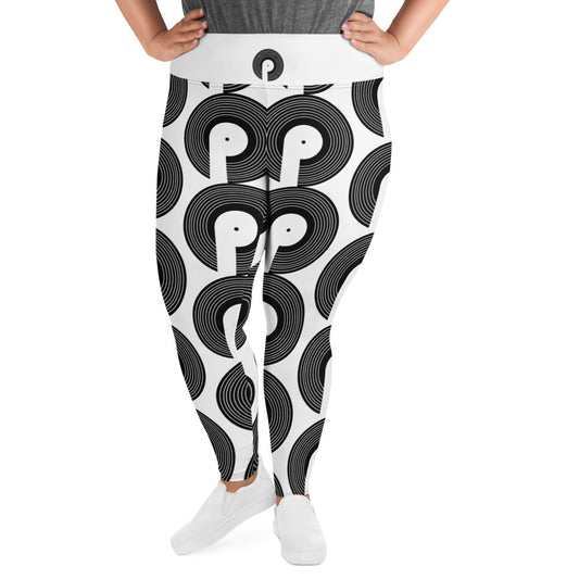 Polaris All-Over Print Plus Size Leggings - White/Black