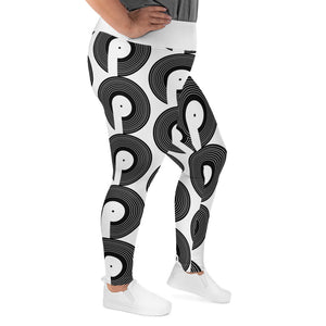 Polaris All-Over Print Plus Size Leggings - White/Black