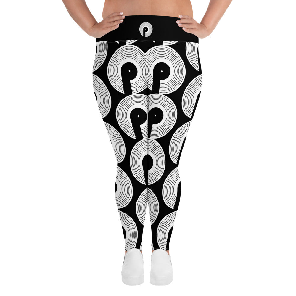 Polaris All-Over Print Plus Size Leggings - Black/White